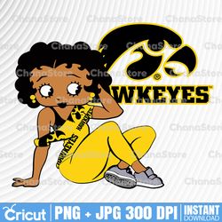 betty boop with iowa hawkeyes football png file, ncaa png, sublimation ready, png files for sublimation,printing dtg