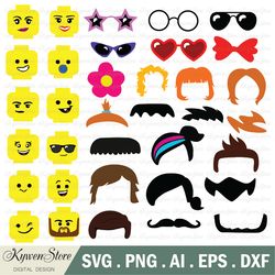 brick faces, brick faces svg , brick heads cricut vector bundle , brick cut file for cricut silhouette