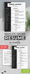 create eye-catching resume and matching cover letter in less time, resume template word,