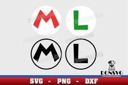 mario and luigi logo svg files for cricut silhouette m l symbol outline png sublimation super mario bros