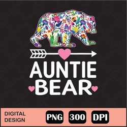 auntie bear png, floral blue mom, mother's day, floral png, transparent png, auntie design, waterslide png, instant down
