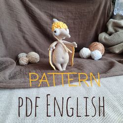 crochet pattern animal dinosaur pterodactyl soft toy. soft toy for children.