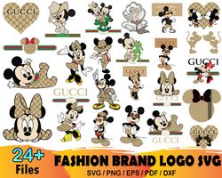 24 gucci bundle svg, gucci logo svg, gucci mickey svg