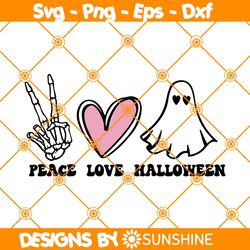 peace love halloween svg png, cute ghost svg, gift for halloween svg, peace love ghost svg, halloween spooky svg