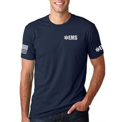 EMS Left Chest  Emergency Medical Service T Shirt - Unisex White and Reflective