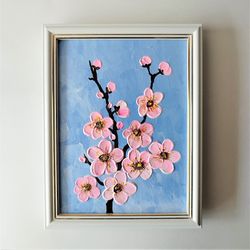 cherry blossom acrylic painting sakura art wall decor | floral art for your home