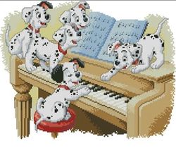 cross stitch pattern | dalmatians at the piano | animal embroidery | embroider dogs | vintage cross stitch pattern | pdf