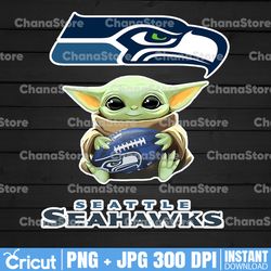 baby yoda with seattle seahawks nfl png,  baby yoda nfl png, nfl png, sublimation ready, png files for sublimation,