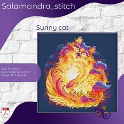 sunny cat, cross stitch, salamandra stitch