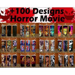 100 horror movie tumbler, mega tumbler bundle, tumbler bundle design, sublimation tumbler bundle, 20oz skinny tumbler