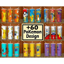 60 pokemon tumbler bundle,mega tumbler bundle, tumbler bundle design, sublimation tumbler bundle, 20oz skinny tumbler