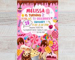 candy invitation, sweet candy birthday invitation