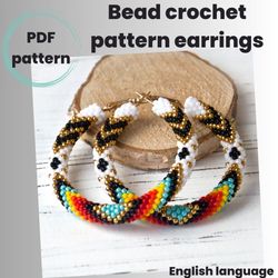 pdf bead crochet pattern, pdf file, rope bead crochet pattern, seed beads earrings pattern, hoop earrings pattern, diy