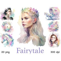 pastel princess watercolor | fairytale clipart