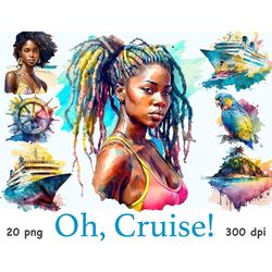 cruise watercolor clipart | summer sea illustration