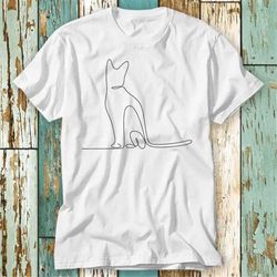 Cat Lovers One Line Drawing Cute Kitten T Shirt Top Design Unisex Ladies Mens Tee Retro Fashion Vintage Shirt S837