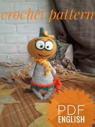 crochet pattern for a soft toy pumpkin monster. amigurumi.