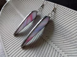 dangle earrings, violet earring, glass earrings, simple stained glass, long earrings, kawaii earrings, petals
