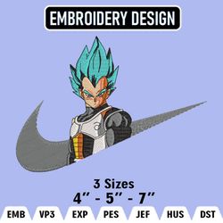 dragon ball nike, vegeta nike embroidery files, nike embroidery, anime inspired embroidery design