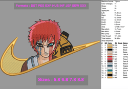 gaara swoosh anime embroidery design