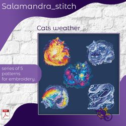 cats weather, cross stitch, salamandra stitch