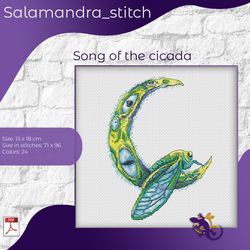 song of the cicada, cross stitch, salamandra stitch