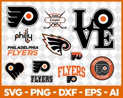 philadelphia flyers svg nhl national hockey league team svg logo clipart bundle instant download svg - png - eps - pdf
