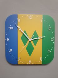 saint vincent and the grenadines flag clock for wall, saint vincent and the grenadines wall decor