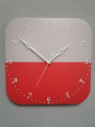 polish flag clock for wall, polish wall decor, polish gifts (poland)