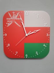 oman flag clock for wall, oman wall decor, oman gifts (omani)