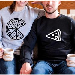 pizza couple sweatshirts, matching gift set for her for him, funny pizza lover, couple his and hers , valentines day swe