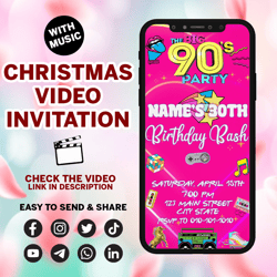90's throwback video invite, editable video invitation, any occasion