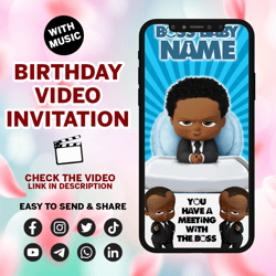 boss baby video invitation, personalized animated invitation, boss baby boy invitation, boss baby digital invitation