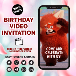 turning red digital video invitation animation with music