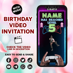 gamer invitation, video game birthday invitation, gaming party invitation, video gamer digital party evite , video game