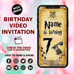 wizard birthday video invitation, wizard invitation video, witches and wizard invitation, magical invitation, digital