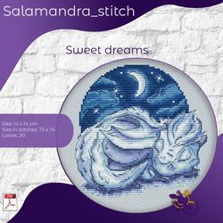 sleeping dragon, cross stitch dragon, cross stitch dragon, sweet dreams embroidery, salamandra