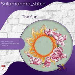 the sun, flowers, cross stitch, magnolia, salamandra stitch