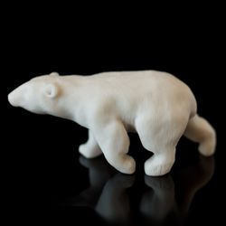 polar bear figurine / marble statuette / stone art white animal sculpture