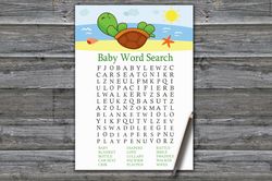 sea turtle baby shower word search game card,turtle baby shower games printable,fun baby shower activity-334