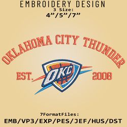 oklahoma city thunder embroidery designs, nba logo embroidery files, nba thunder, machine embroidery pattern