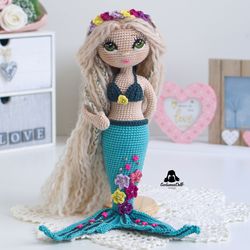 mermaid crochet doll pattern (pdf in english), amigurumi mermaid, instant download