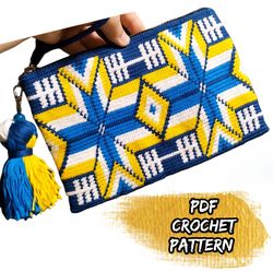 tapestry crochet pattern, crochet pattern, tapestry crochet mochila bag,pdf file, wayuu mochila bag pattern, zipper pouc