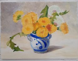 dandelions 16*12''  40*30 cm by andriy stadnyk oil painting still life