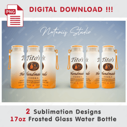 2 inspired tito's templates - seamless sublimation pattern - 17oz frosted bottle - full wrap