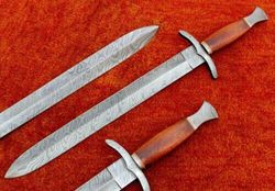 the perfect gift for mom: historical viking sword handcrafted with damascus steel and rosewood handle