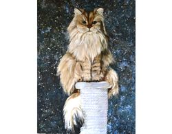 cat painting animal original art home animal wall art by olivkan