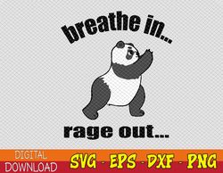 yoga breathe in rage out funny yoga panda workout svg, eps, png, dxf, digital download