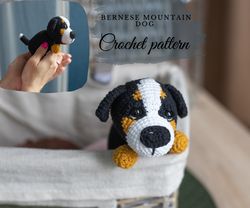 crochet dog pattern bernese mountaine amigurumi dog pattern, digital pdf file, stuffed toys pattern