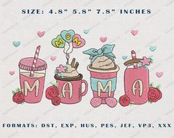 mother day embroidery design, mother day coffee embroidery design, mama embroidery file, mom boy embroidery machine file